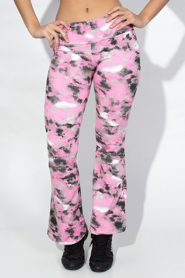Calça boca de sino rosa online