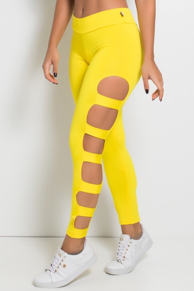 Cal a Legging Rasgada Amarelo Kaisan
