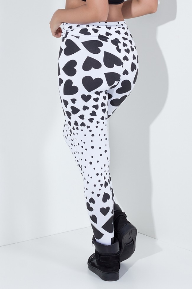 Legging Estampada Branco com Cora es Bolinhas Pretas Kaisan