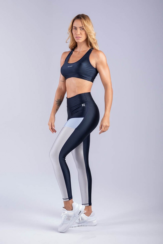 Calça legging brilhante prata 2025