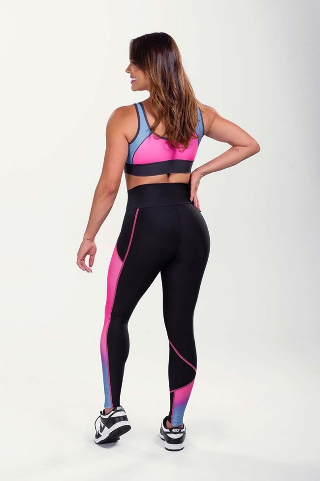 Calça legging top com faixa lateral
