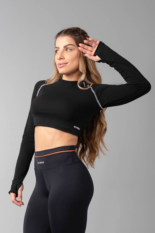 Blusa manga longa para usar com legging top
