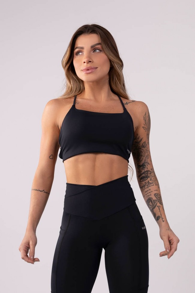 Top com Al as Cruzadas Preto Ref K3444 A Kaisan
