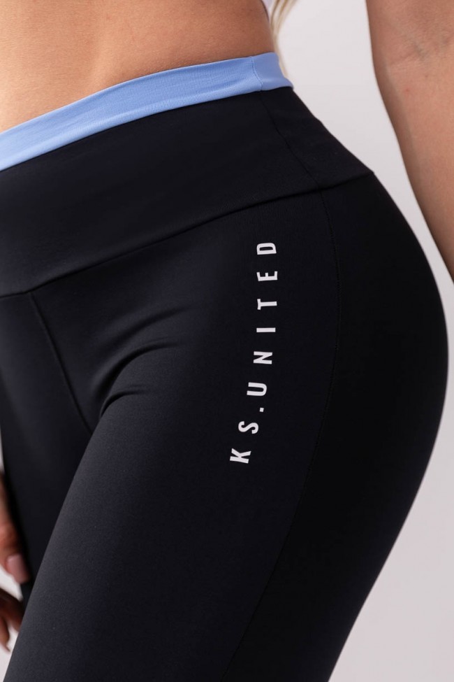 Cal a Legging com Z per na Lateral Preto Azul Claro Ref