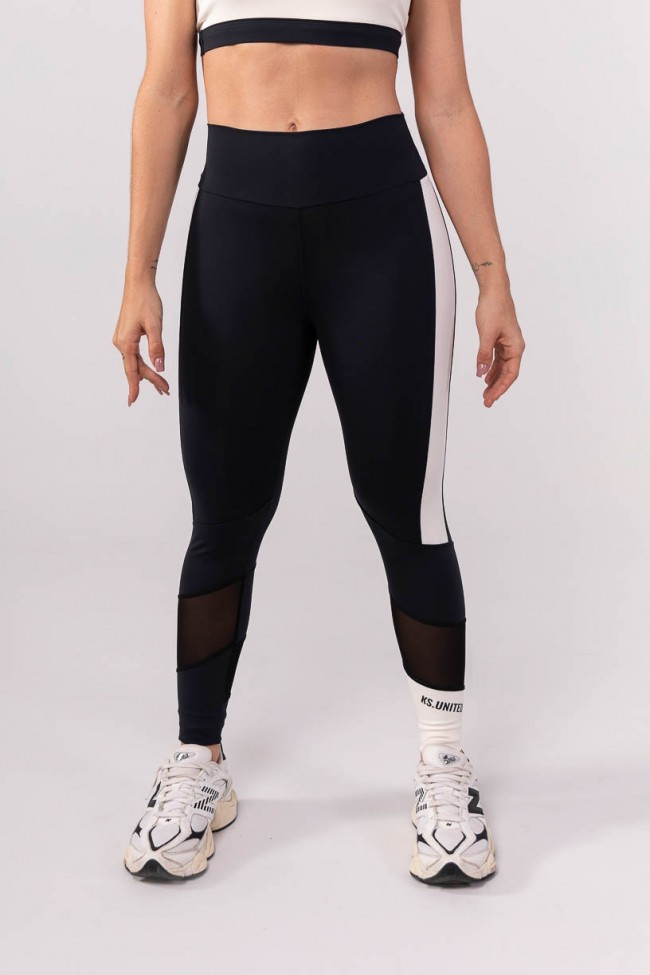 Cal a Legging com Tule na Panturrilha Preto Off White Ref