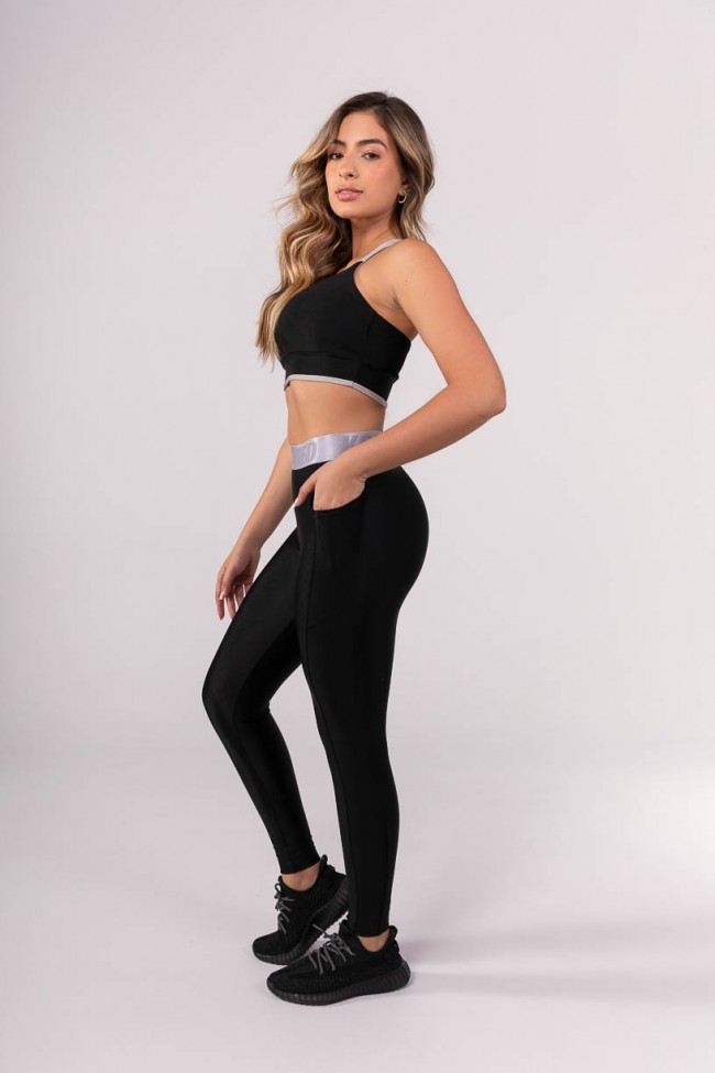 Top com Alças Cruzadas (Preto / Cinza) | Ref: K3832-A