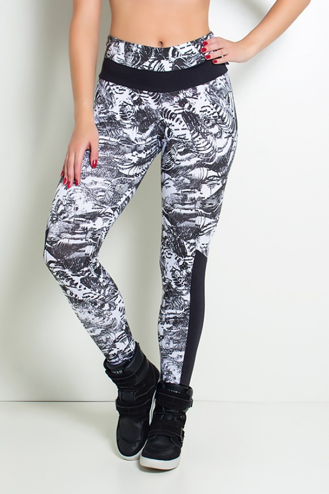 Calça estampada preta e hot sale branca
