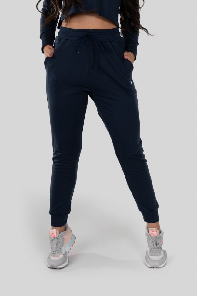 Calça moletom azul marinho feminina clearance