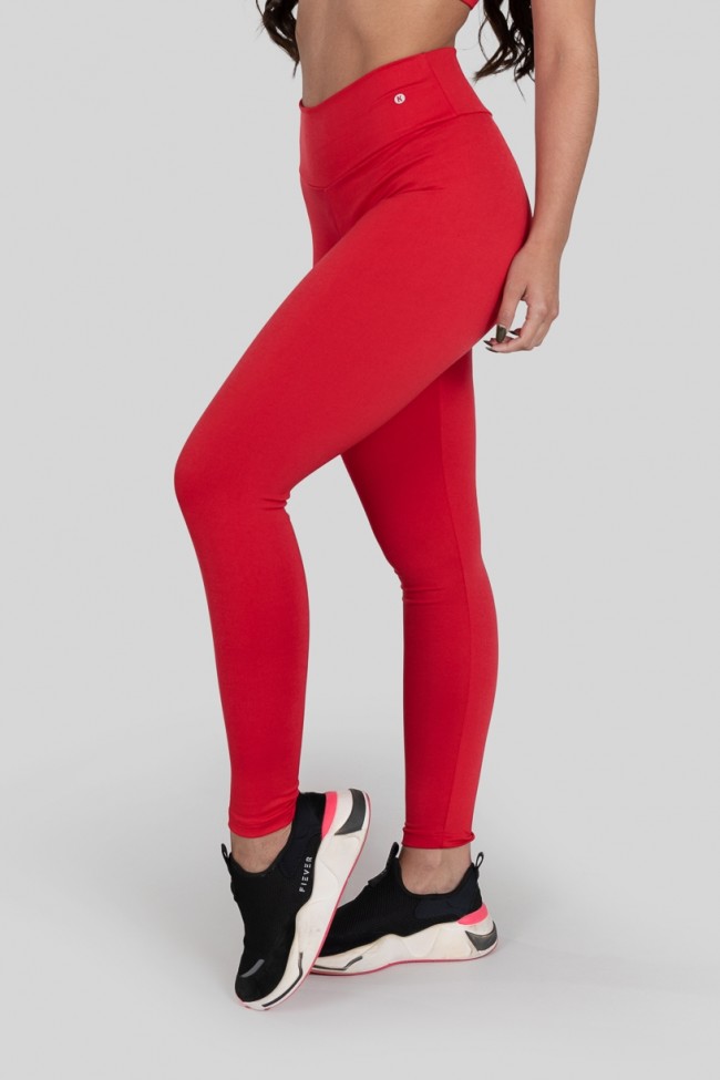 Calça Legging Básica de Poliéster (Vermelho) Ref K3180-B