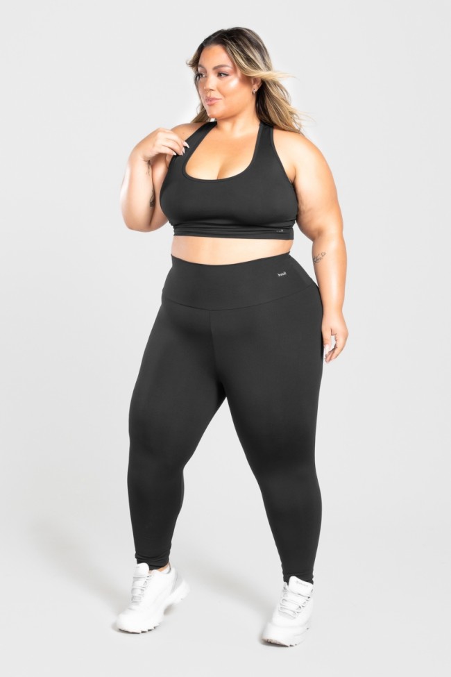 Calça Legging Básica Plus Size (Preto), Ref: KP3074-A