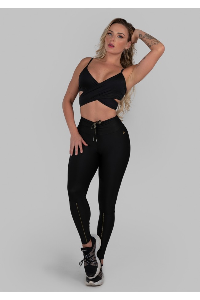 Calça legging com hot sale cadarço