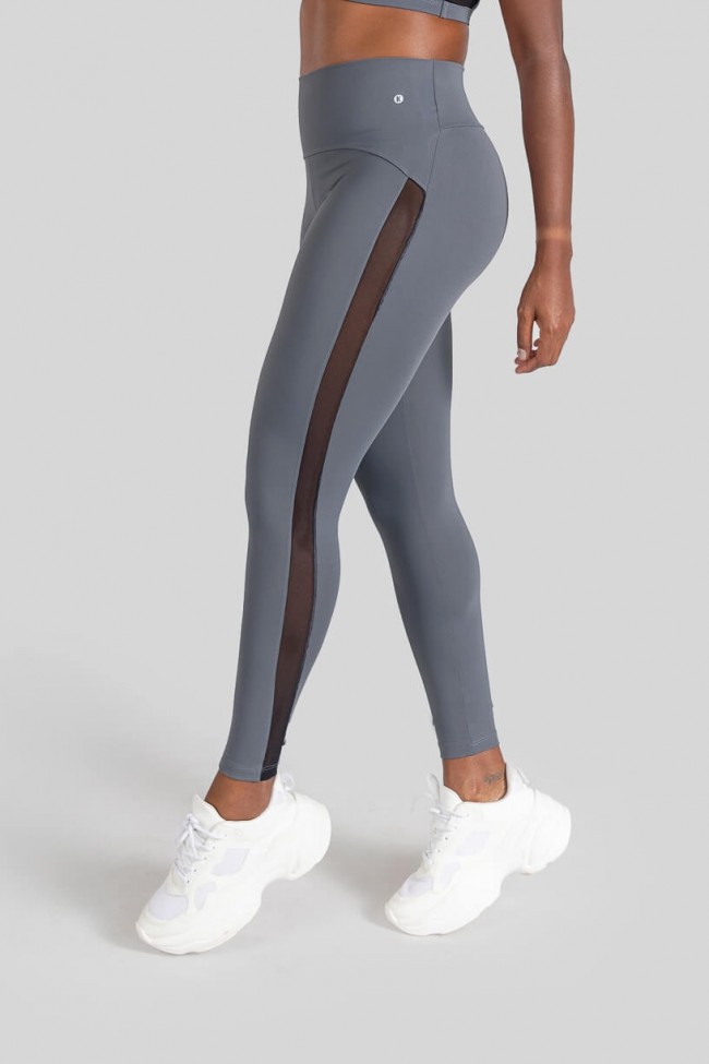 Calça legging cheap com tule lateral