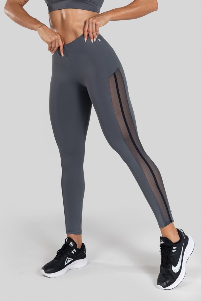 Calça Legging Preta Detalhe Yellow C/ Tule