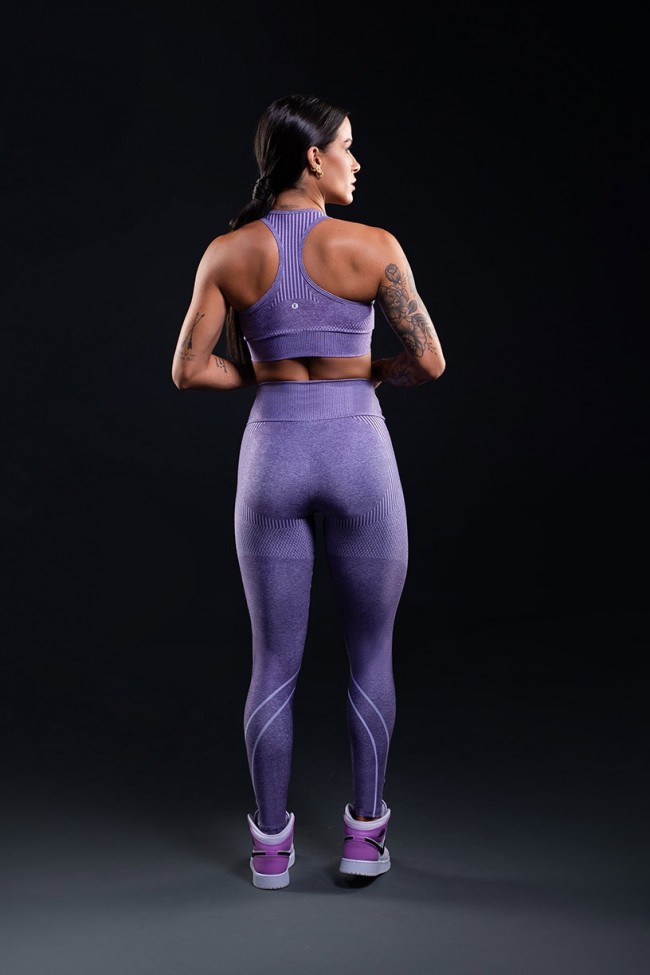 Calça Legging Estampa Digital com Cós Duplo (Purple Curves)