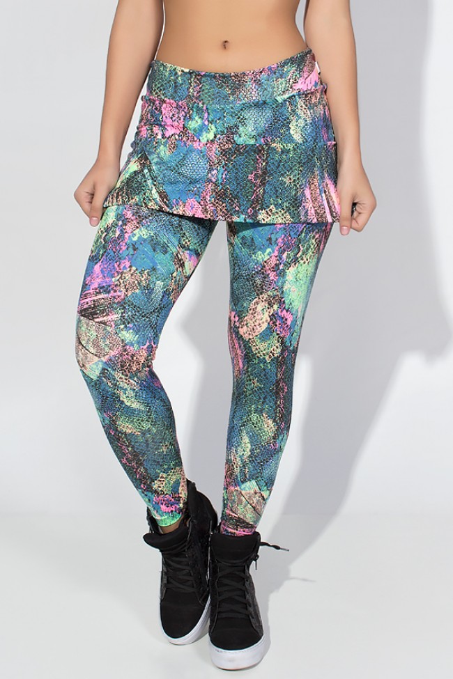 Calça legging on sale academia com saia