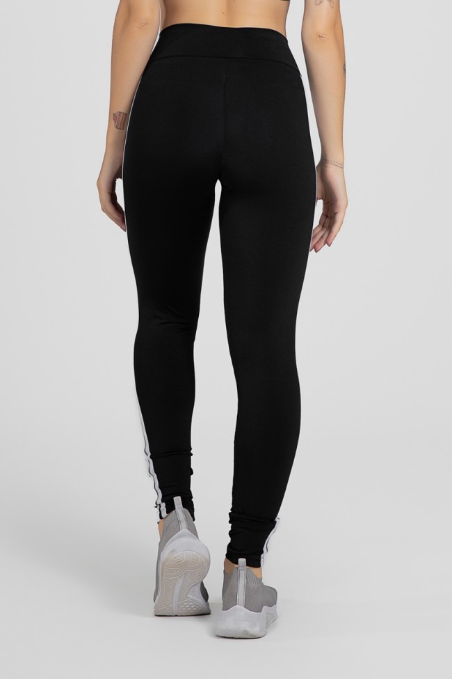 Legging preta com listra branca discount